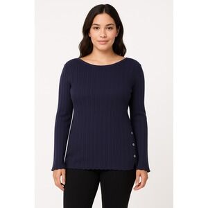 Croft & Barrow Womens Sweater Sparkly Purple Ribbed Crew Neck  Casual Preppy